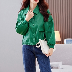 2023年皮衣外套女2023新款短款春秋港风复古宽松pu机车小皮夹克款，女装皮衣，江南女神