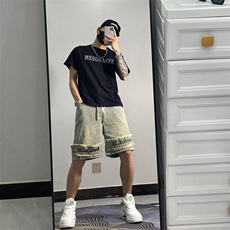 2024夏季新款薄牛仔裤短裤潮男休闲宽松五分裤JD3308-P45，男装牛仔裤，星座1109-3