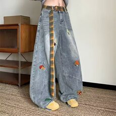1506/Q8590/P55港风潮男字母牛仔裤嘻哈ins潮高街潮流痞帅长裤，男装牛仔裤，星座1506