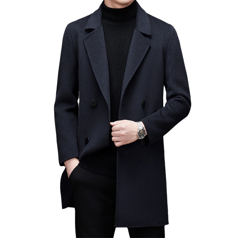 秋冬新款风衣男士西服领大衣男中长款休闲时尚毛呢MSNA2280-P500,男装毛呢大衣,电商B212（原钱塘6029）