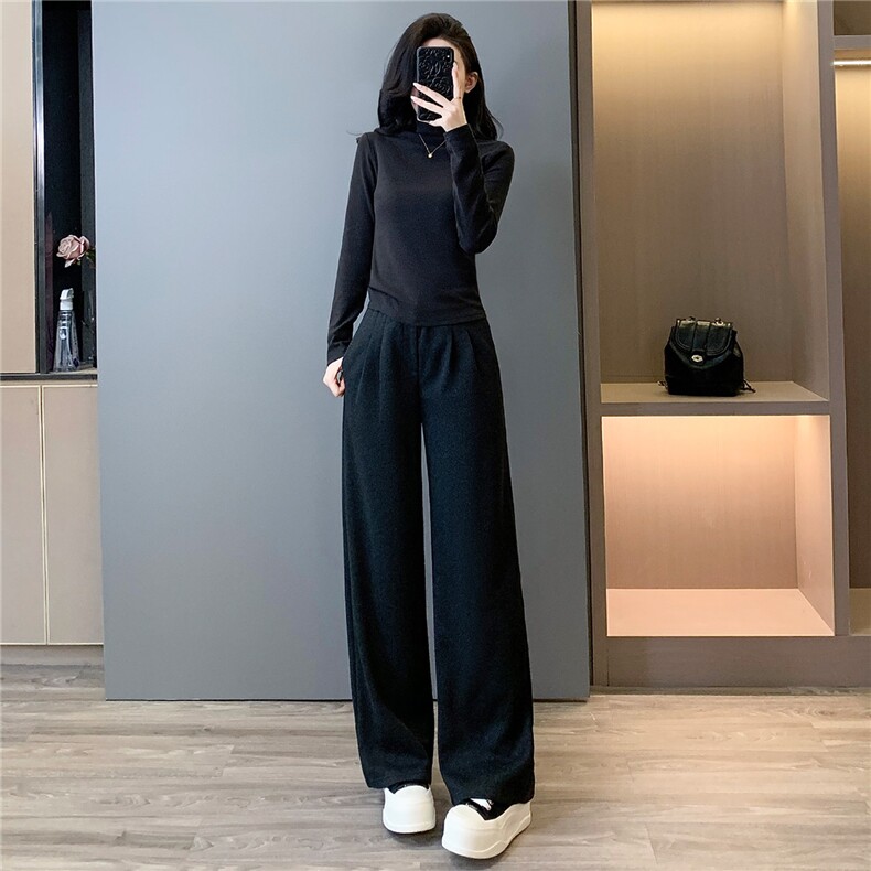 休闲运动套装女秋季新款显瘦马甲外套内搭深灰打底衫阔腿裤三件套，女装套装/套裙，江南