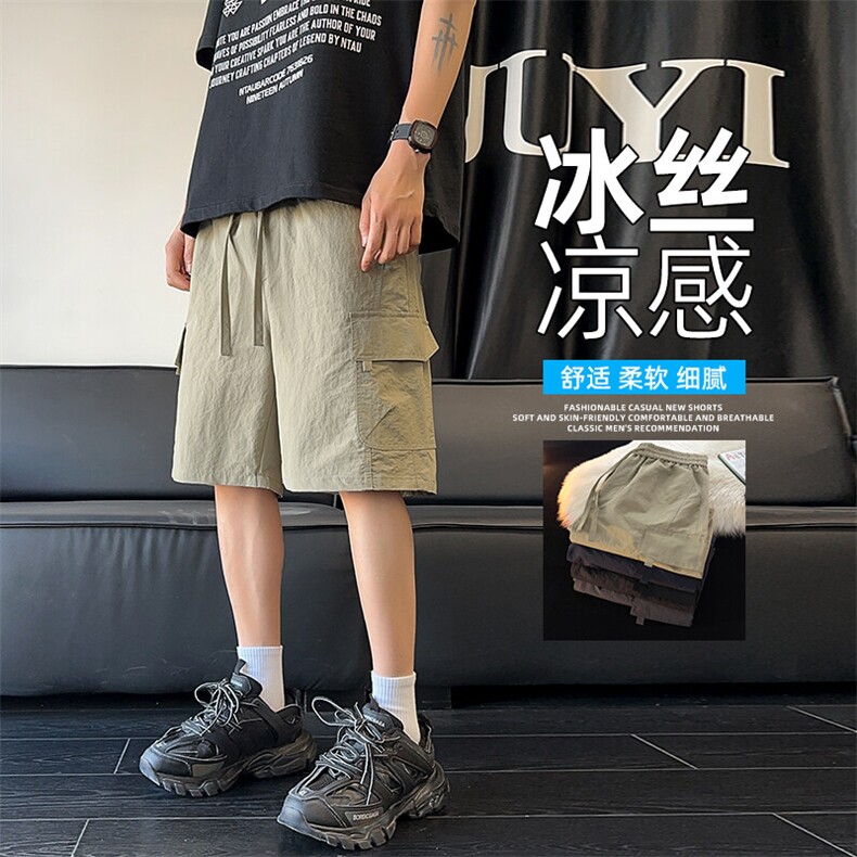 抖音品质冰丝宽松休闲五分西裤男士运动裤A146-GY255特p30量大优图片