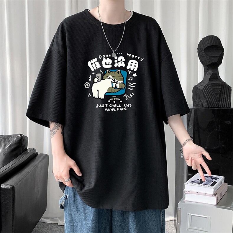 华夫格t恤男短袖男大码五分袖大皂风HT73403-P22,男装T恤,电商A040