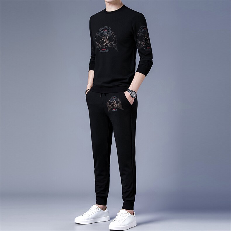 DZF-535钱塘2020-3中年男士时尚休闲简约圆领秋季新款套装P97,男装休闲套装,钱塘207-3