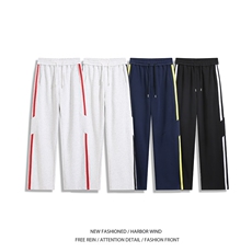 抖音品质美式分割条纹设计感运动休闲卫裤B315-K25386-特p40控78，男装休闲裤，电商B315
