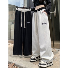 AK2488-P55运动裤女阔腿垂感直筒休闲美式抽绳束脚卫裤，女装休闲裤，星座617A-2
