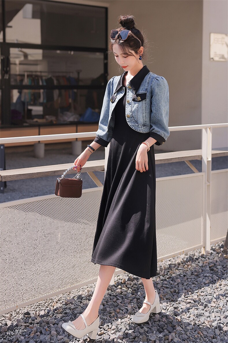 今年流行牛仔套装女2025夏季新款高级感洋气减龄背心连衣裙两件套,女装套装/套裙,意芙