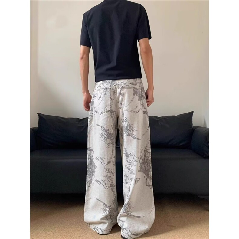 L8077-P58美式扎染休闲裤男2025新款潮牌宽松直筒运动裤高街,女装休闲裤,电商B323A