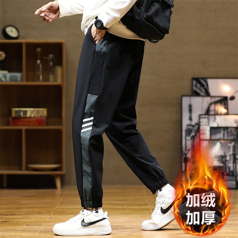 秋冬新款梭织男裤百搭设计感加绒港风休闲裤束脚裤K227H-P45,男装卫衣,星座717