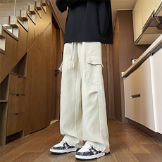 美式复古多口袋直筒工装裤男女宽松潮流阔腿百搭长裤子秋M546/P38，男装工装外套，星座506