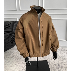 1美式罗纹拼接袖子褶皱大码M-5XL教练夹克男JK78056P69控105图片