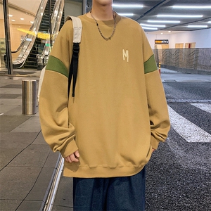 Y5031 P45港风圆领卫衣男宽松长袖T恤打底衫外套图片
