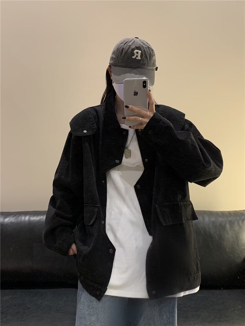 复古排扣秋新款港味牛仔不规则外套XJ01P85,男装夹克,星座1116-2