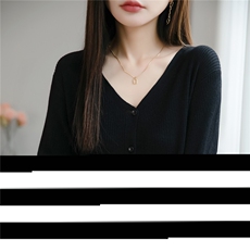 一线成衣V领纯羊毛针织开衫女秋冬新款简约小个子毛衣外套打底衫，女装针织衫/毛衣，佳绒包芯纱店