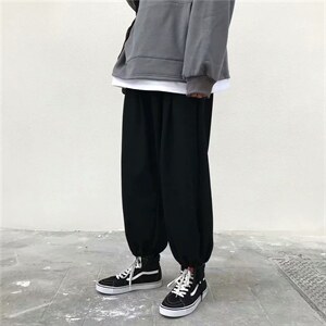 韩版潮流宽松学生坠感阔腿ins帅气哈伦裤抽绳运动裤卫裤K17-P35，男装休闲裤，星座1008-1