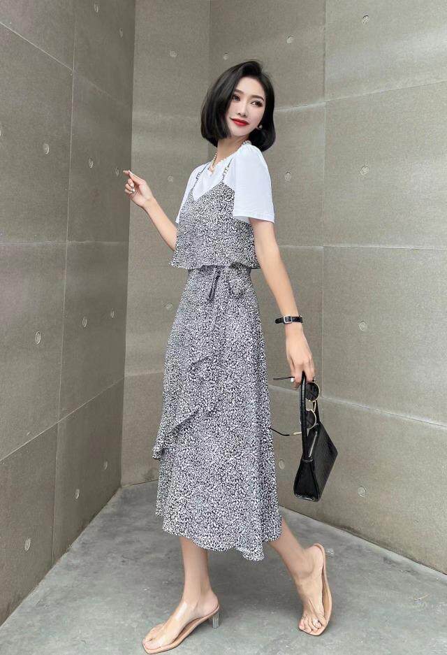 [现货]碎花连衣裙，气质显瘦，两色、四个尺码，女装连衣裙，依柏璐(1F)