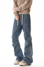 高品质B221美式ins高街暗黑宽松微喇牛仔裤LK24339-P60控78，男装牛仔裤，电商B221