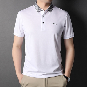 夏装冰丝薄款短袖t恤中年男士夏季运动商务休闲中老年男装衣服图片