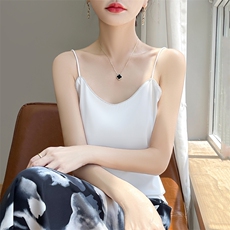 优雅V领吊带背心女夏季新款气质百搭显瘦内搭打底衫无袖上衣，女装背心吊带，绒宛羊绒