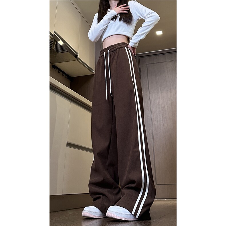 抖音品质秋季新款潮流条纹灯芯绒宽松休闲裤B315-K822-特p35控68,男装休闲裤,电商B315