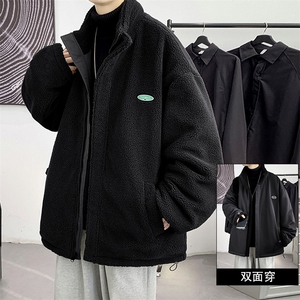 2024冬新款 港风两面穿立领羊羔毛加厚保暖外套 YG401-P120控150图片