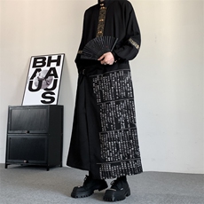 春秋季山本暗黑风词典书法裙裤阔腿裤西裤无性别裙裤男女九分裤，男装西裤，星座909