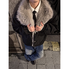 情侣美式座山雕加厚外套宽松毛领棉服大翻领，男装棉衣，星座903-1