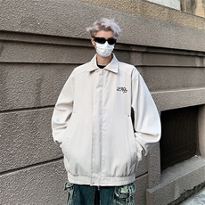 美式复古炸街机车外套男春秋款高级感宽松休闲工装夹克情侣上衣潮，男装夹克，星座410-7