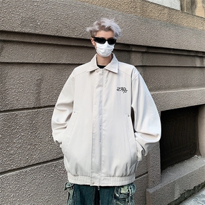 美式复古炸街机车外套男春秋款高级感宽松休闲工装夹克情侣上衣潮图片