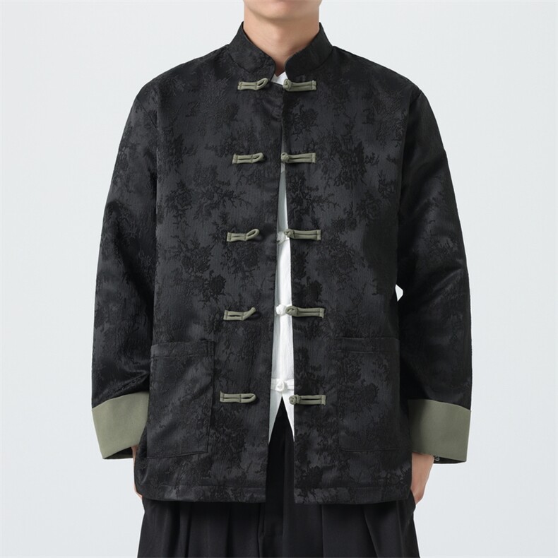 男士外套浮雕梅花夹克盘扣立领唐装风XZ1512-2504单夹克-P80,男装夹克,星座1512