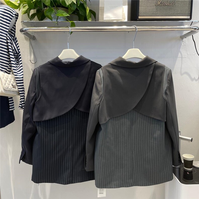 【现货】韩版设计感后背交叉条纹西装外套，女装西装，cosette(4F)
