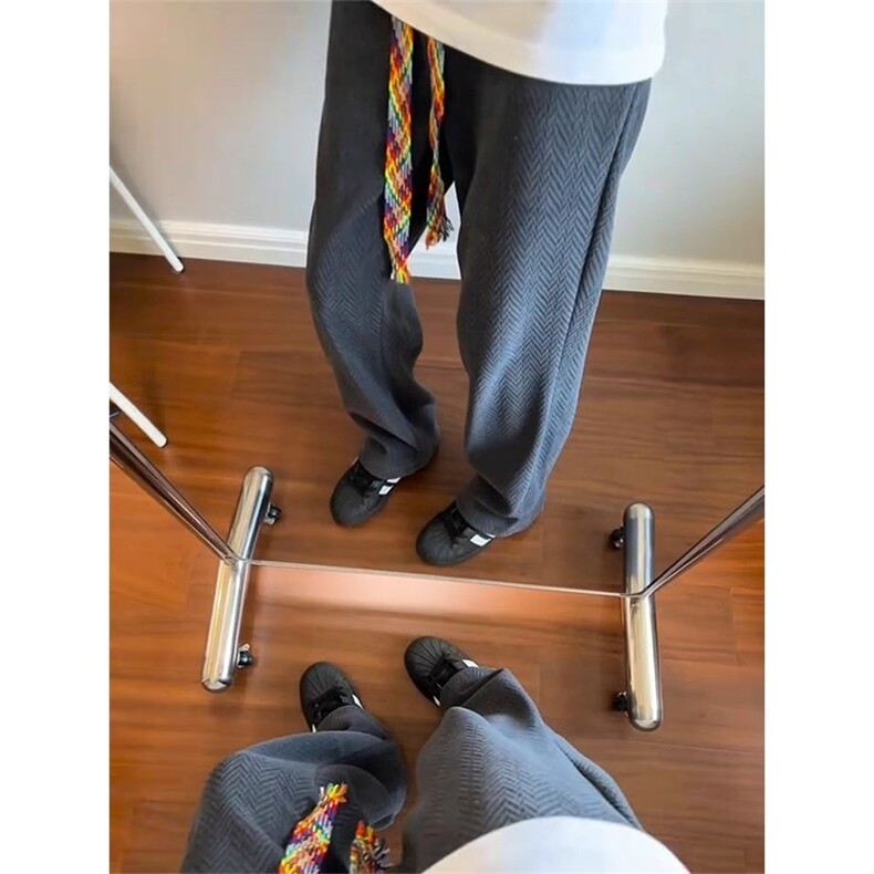 美式复古人字纹针织卫裤男款秋冬垂坠感直筒休闲裤sCK24p38,男装休闲裤,星座1112-1