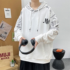 2023秋季新品青少年港风潮牌百搭印花连帽卫衣男女同款W411-P30，男装卫衣，电商A441-1