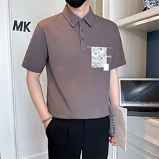 店主风社会小伙男士刺绣贴补POLO衫男保罗衫301A-1/PL119/P58，男装Polo衫，星座301A-1