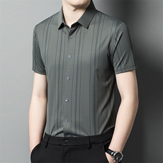 短袖男士夏季休闲商务中年爸爸装半袖透气薄款上衣服QST923-P60，男装Polo衫，星座1105-3