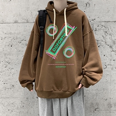 WY2171-P35加绒款-P40纯棉连帽卫衣男大码运动帽衫宽松薄外套男，男装卫衣，电商A040
