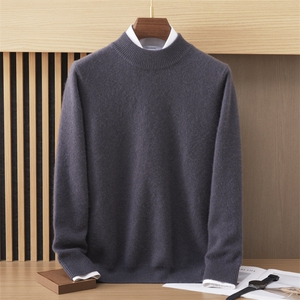 简约针织衫男毛线衫2024年秋季半高领领羊绒衫,男装羊绒套衫,戎美山