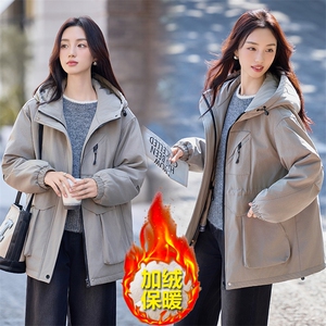 现货秒发2025冬装新款加厚中长款保暖派克服外套修身棉衣棉服图片