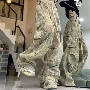 高街迷彩工装可束脚牛仔裤男女潮宽松阔腿裤牛仔裤NZK781-P55有货图片