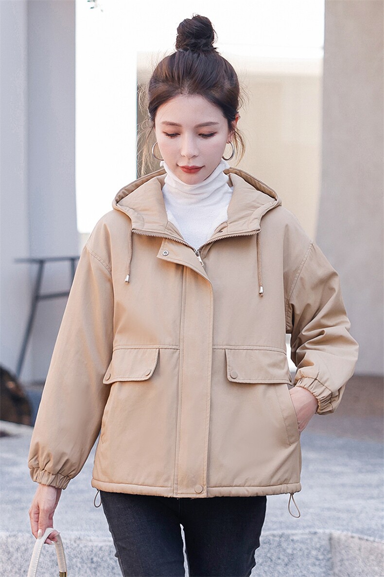 现货！！2023冬季新款加绒加厚外套女连帽小个子棉衣宽松派克棉服,女装棉衣/棉服,以桐
