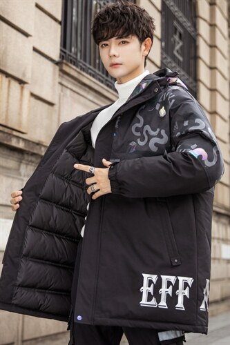 TIM2026冬季新款90%白鸭绒中长款连帽羽绒服男XZ109-Y2222-P218，男装羽绒服，星座109