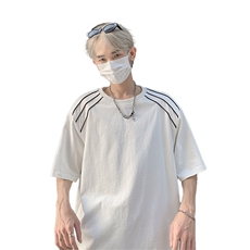 特批P30无差价夏季美式垫肩解构线条设计男休闲大码短袖T恤T5139，男装T恤，电商A001