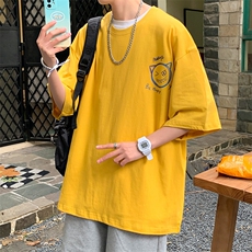 夏季短袖t恤男ins潮流印花半袖宽松体恤潮牌情侣上衣服TX852-p28，男装T恤，星座1008-2
