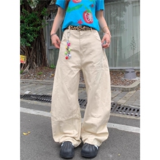 星星字母刺绣水洗弯刀街舞休闲裤宽松阔腿裤，男装牛仔裤，四季星座505