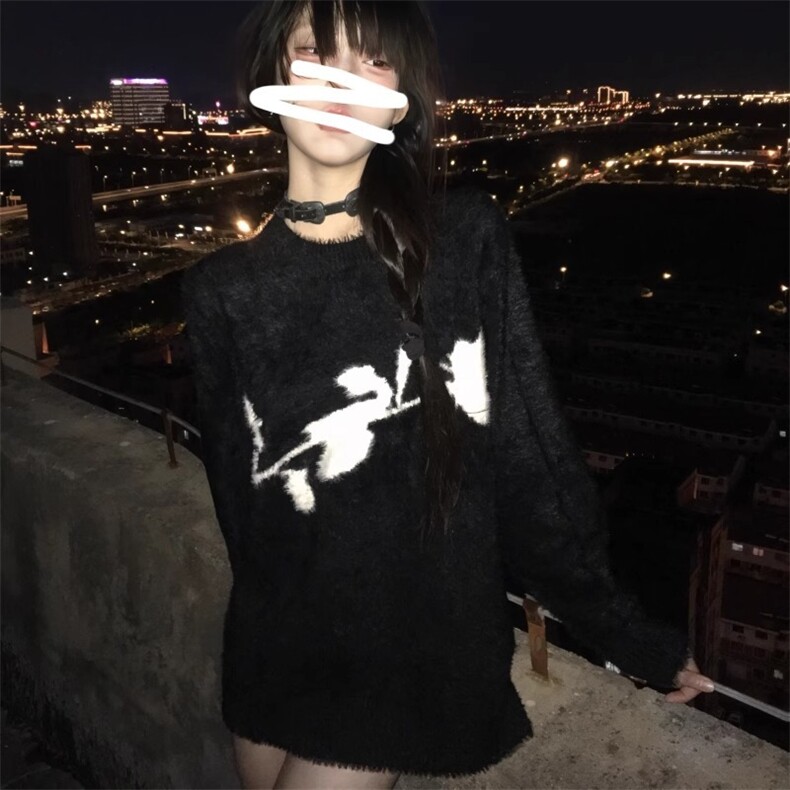 秋冬新款慵懒风痞帅仿水貂毛毛衣男女宽松潮牌针织衫WLD500-P49,男装针织衫/毛衣,星座1008