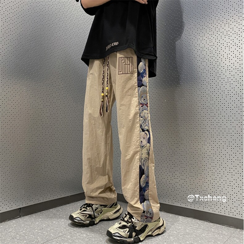 港风夏季新款潮速干小熊刺绣宽松休闲裤B315-K23381-特p25控48,男装休闲裤,电商B315