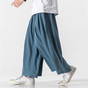 21夏装 薄款风棉麻休闲裤直筒阔腿裤日系港风冰丝男 K128/P70图片