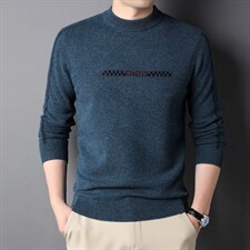 秋冬男长袖羊毛毛衣男纯色半高领加厚针织上衣QLM77837-P190，男装针织衫/毛衣，电商B212（原钱塘6029）