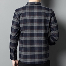 2024秋冬季新款长袖衬衫男中年商务休闲男士格子衬衣保暖爸爸装，男装衬衫，电商B212（原钱塘6029）
