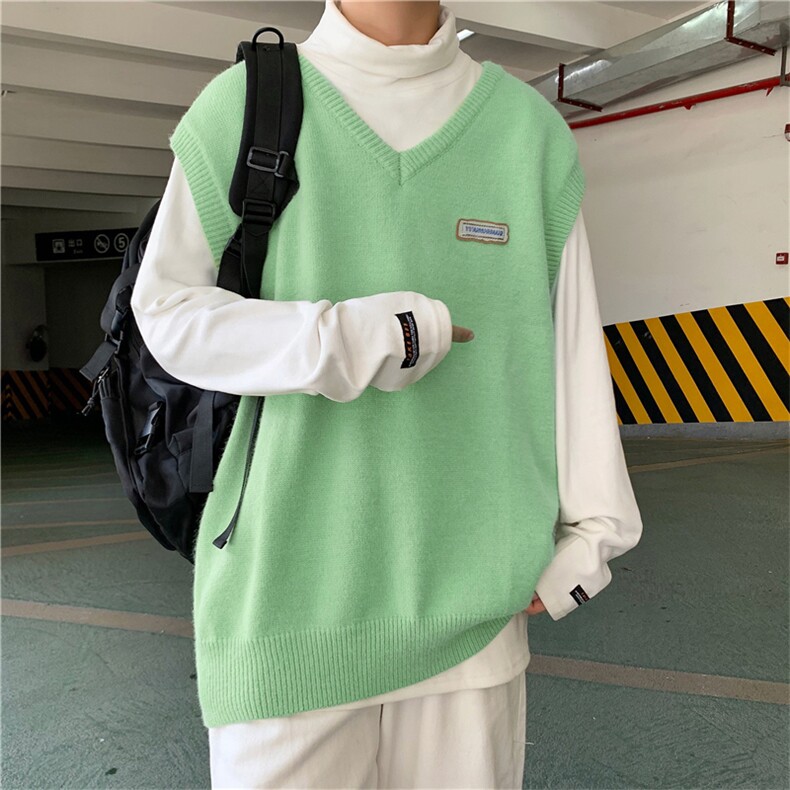 秋季新款日系港风男毛衣马甲背心春秋针织宽松休闲毛衣M183-P40,男装背心/马甲,星座512-4
